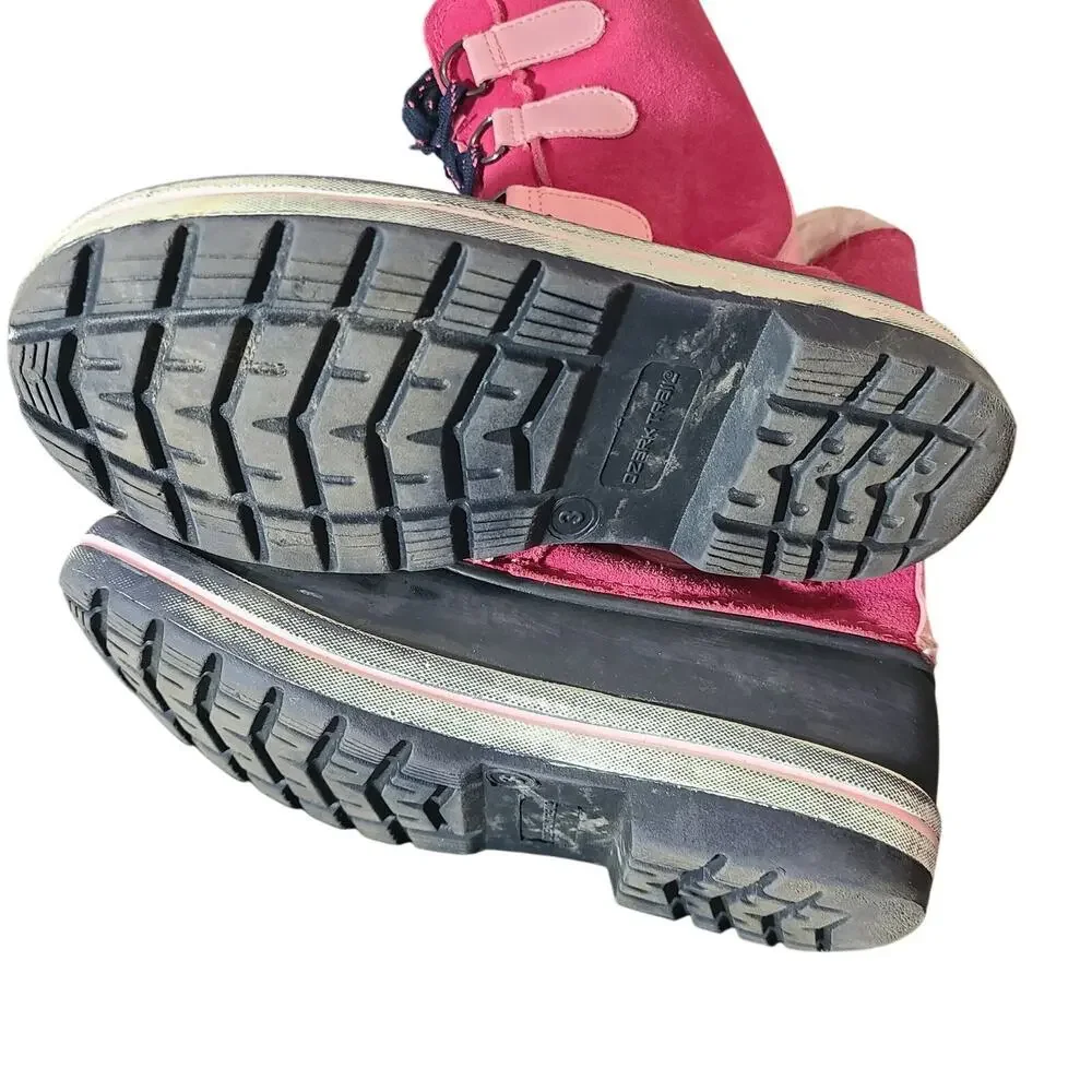 Ozark Trail‎ Hot Pink Suede Faux Fur Winter Snow Boots Girls 3 Pink